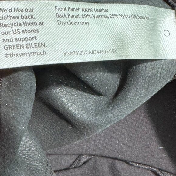 Eileen Fisher Leather Front  Stretch Ponte Pants Pull On Leggings Size L Black - Picture 6 of 11